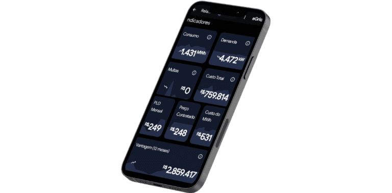 Celular com imagem do sistema eGrid